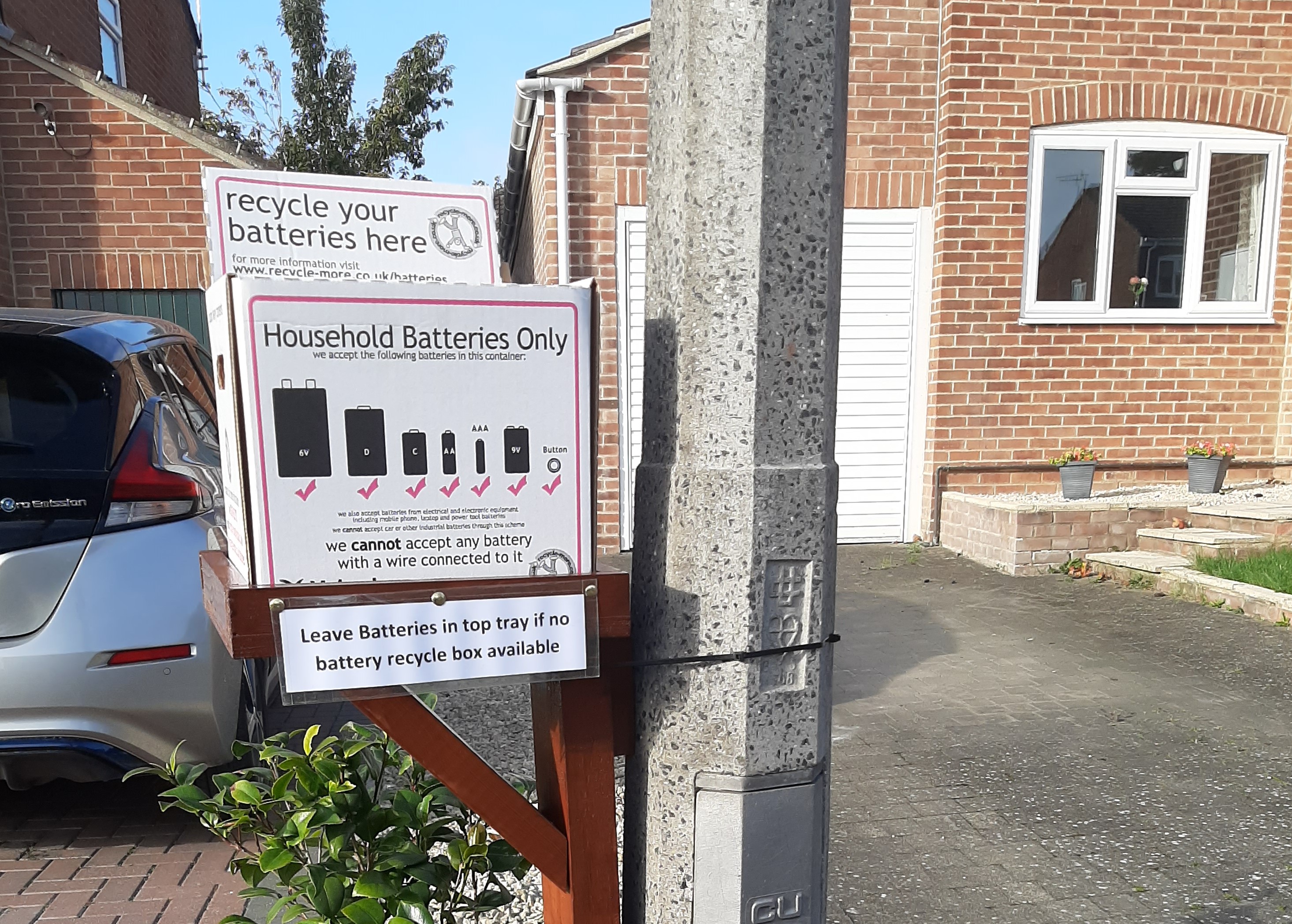 Battery recycling station in Aldbourne